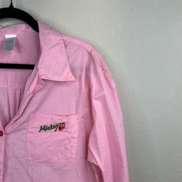 Disney Mickey Mouse Embroidered Pink Button-Up Shirt‎ Unisex Size M - Picture 4 of 13